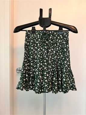 Princess Polly Dark Green Floral Skater Mini Skirt